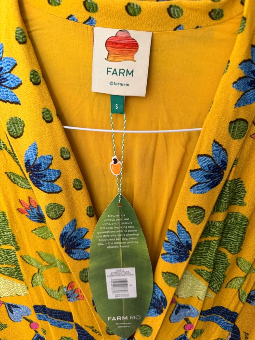 FARM Rio summer Garden Yellow Floral V-Neck Long-Sleeve Maxi Dress NWT - Picture 5 of 10